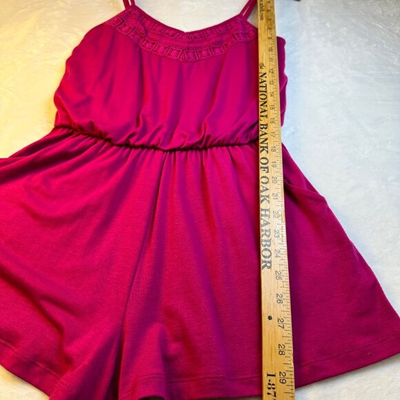 Xhilaration Womens Pink Sleeveless Romper Sz S Crochet-Pockets Comfy Feminine - Picture 9 of 12